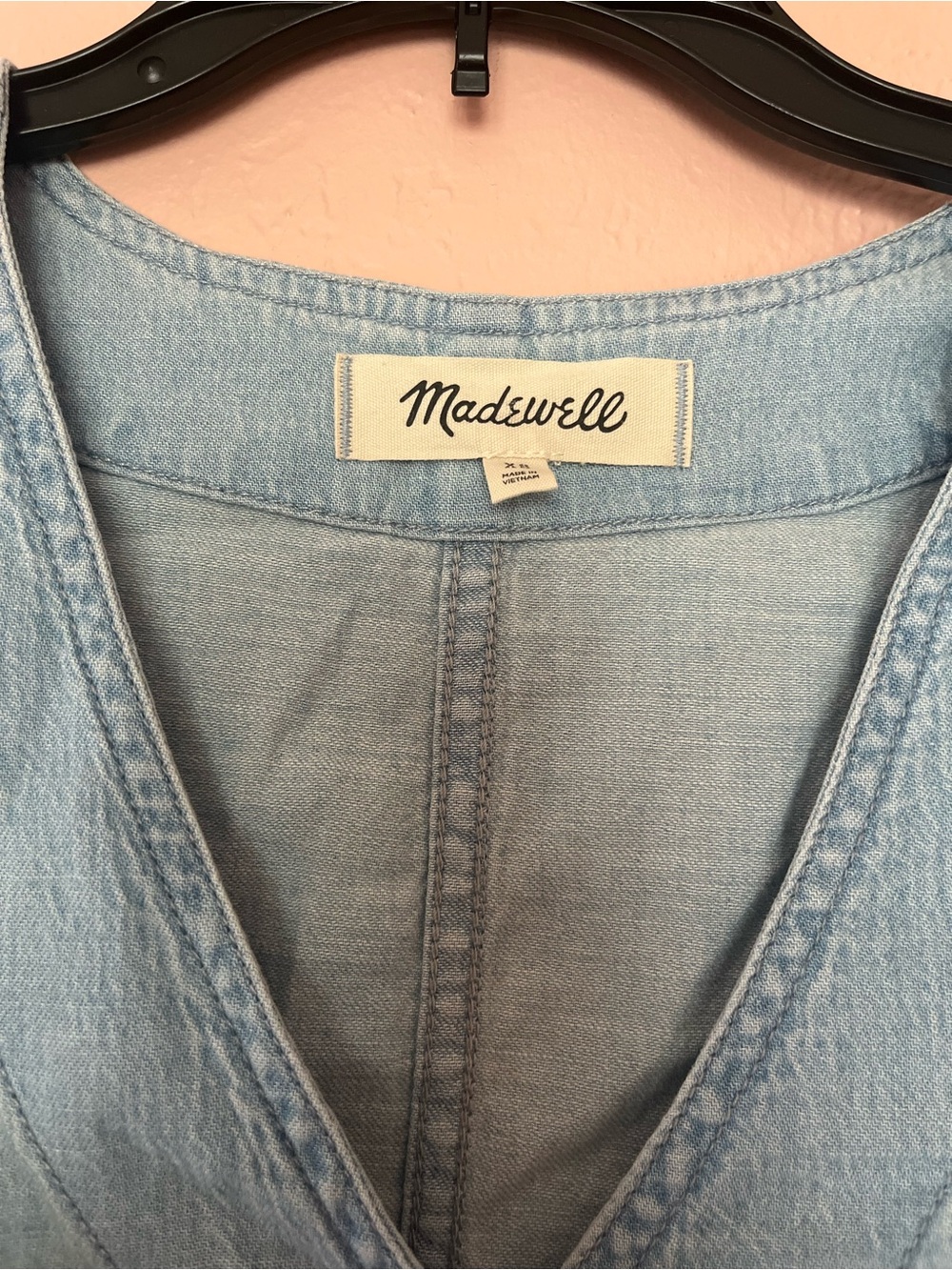 Madewell Light Blue Short-Sleeve Button Crop Top - Picture 2 of 9
